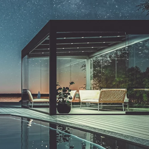 Glasdächer von Sunparadise: CUBO bei Nacht
