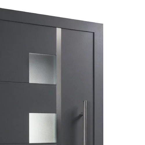Adoro-Haustür: ECOS Quarta - Türen mit eleganten Applikationen in Edelstahloptik und Nuten