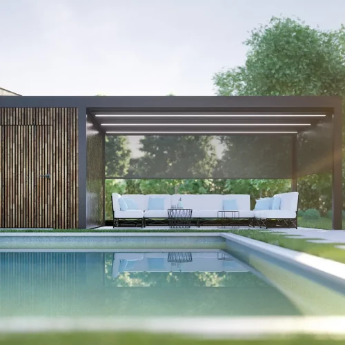 Lamellendächer von Brustor B720: Glas-Lamellen-Poolhouse