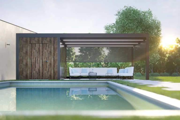 Lamellendächer von Brustor B720: Glas-Lamellen-Poolhouse
