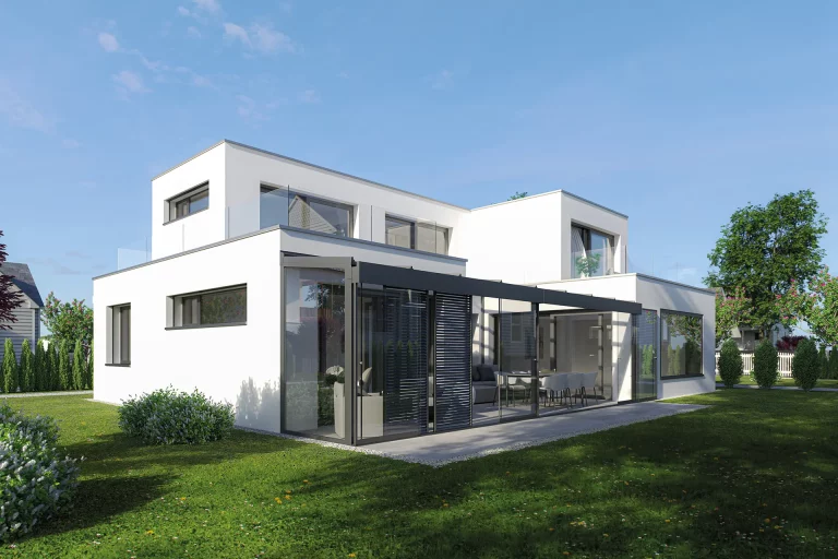 Erweiterungen für Ihre Terrassenüberdachung und Fassade - Glasschiebewände und Senkrechtmarkisen